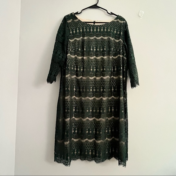 Dress Barn Green Lace Cocktail Dress Size 14W - Picture 3 of 13